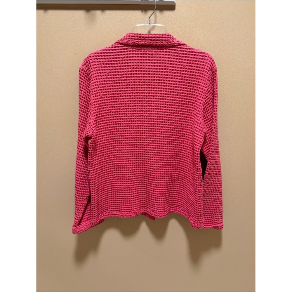 VTG Nannette Keller Pink Waffle Knit Blazer Shacket Patch Pockets Cotton 90's - Picture 12 of 17